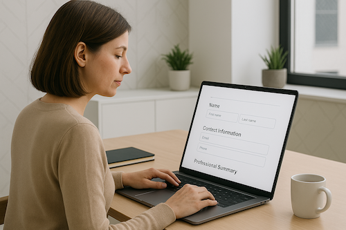 Step to Add Personal and Professional Info - Fill out your basic details, including name, contact information, and a professional summary to create a personalized online portfolio tailored to your career goals.